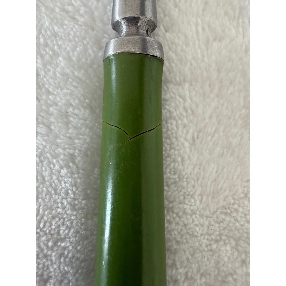 Vintage Unbranded MCM Granny Meat Fork Long‎ Green Handle Stainless Steel Japan